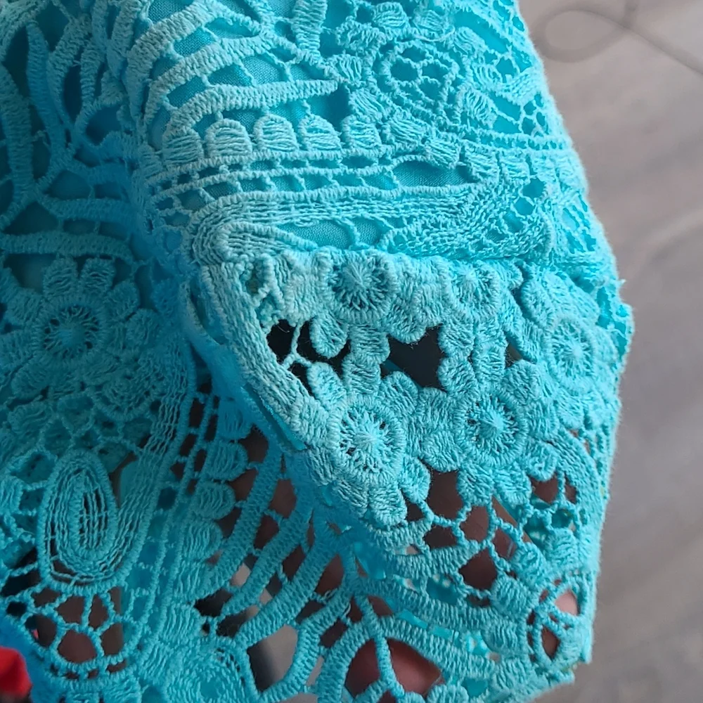 Ralph Lauren Light Blue Lace Shift Dress - Sz 16 - Picture 7 of 11